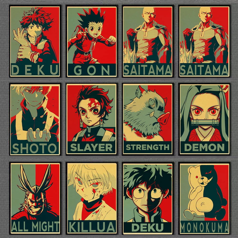 

Anime My Hero Academia/Danganronpa/ Demon Slayer Retro poster Home decoration Retro Poster Painting Room Wall stickers Art Decor