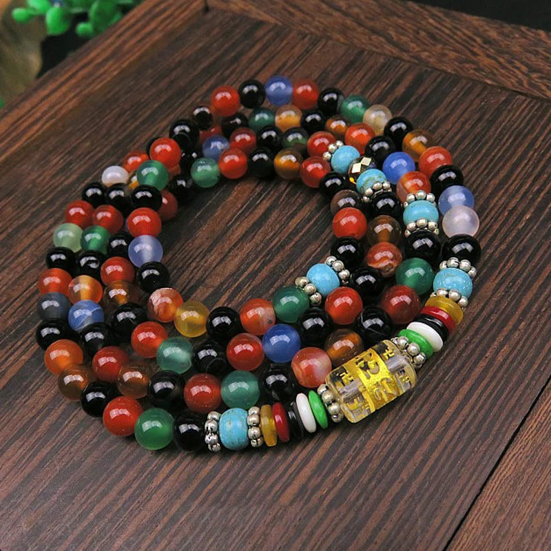 Ручной работы 2019 mutil слоев со вставками из натурального камня браслет молиться