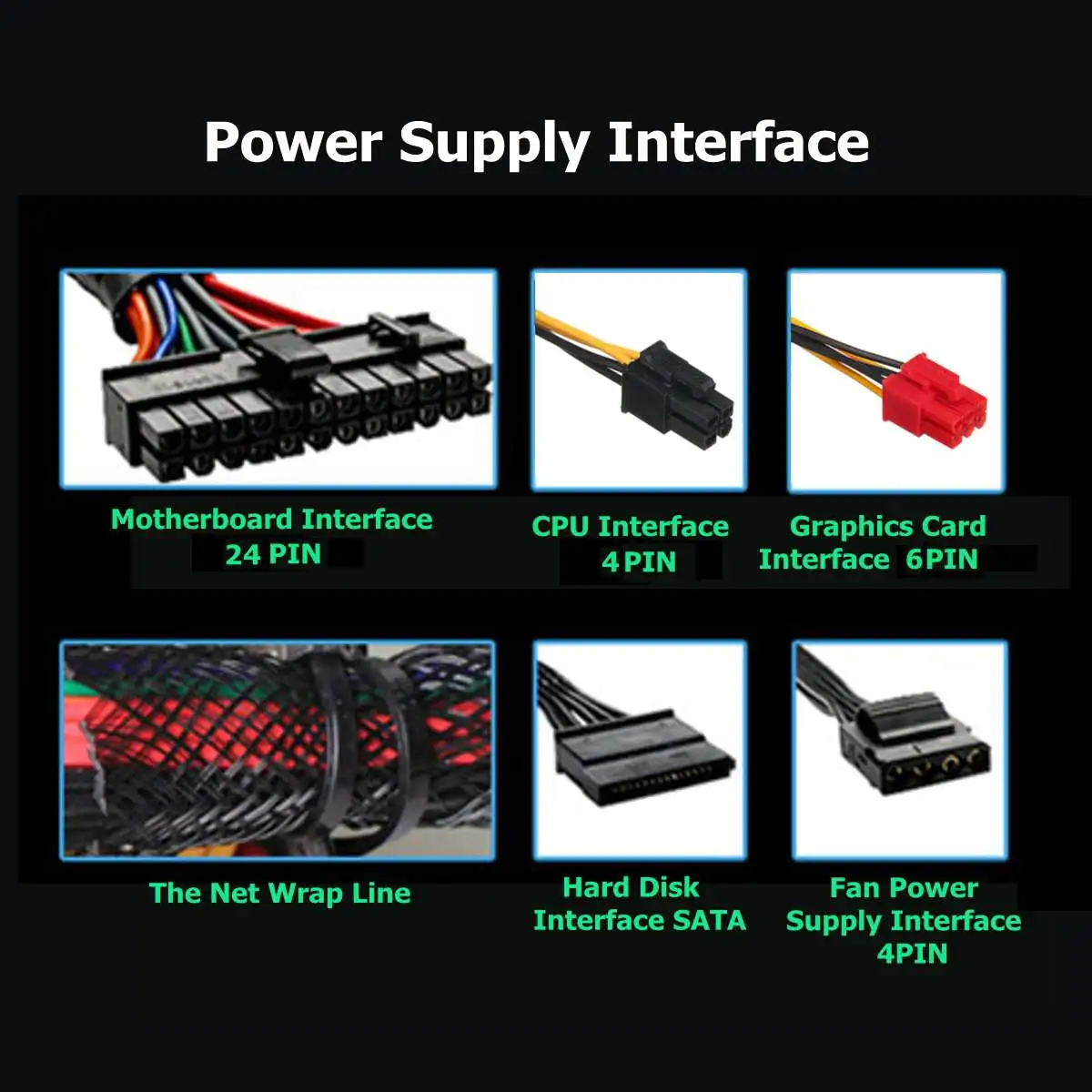 Макс. 500 Вт источник питания 120 мм светодиодный вентилятор 24 Pin PCI SATA ATX 12V PC