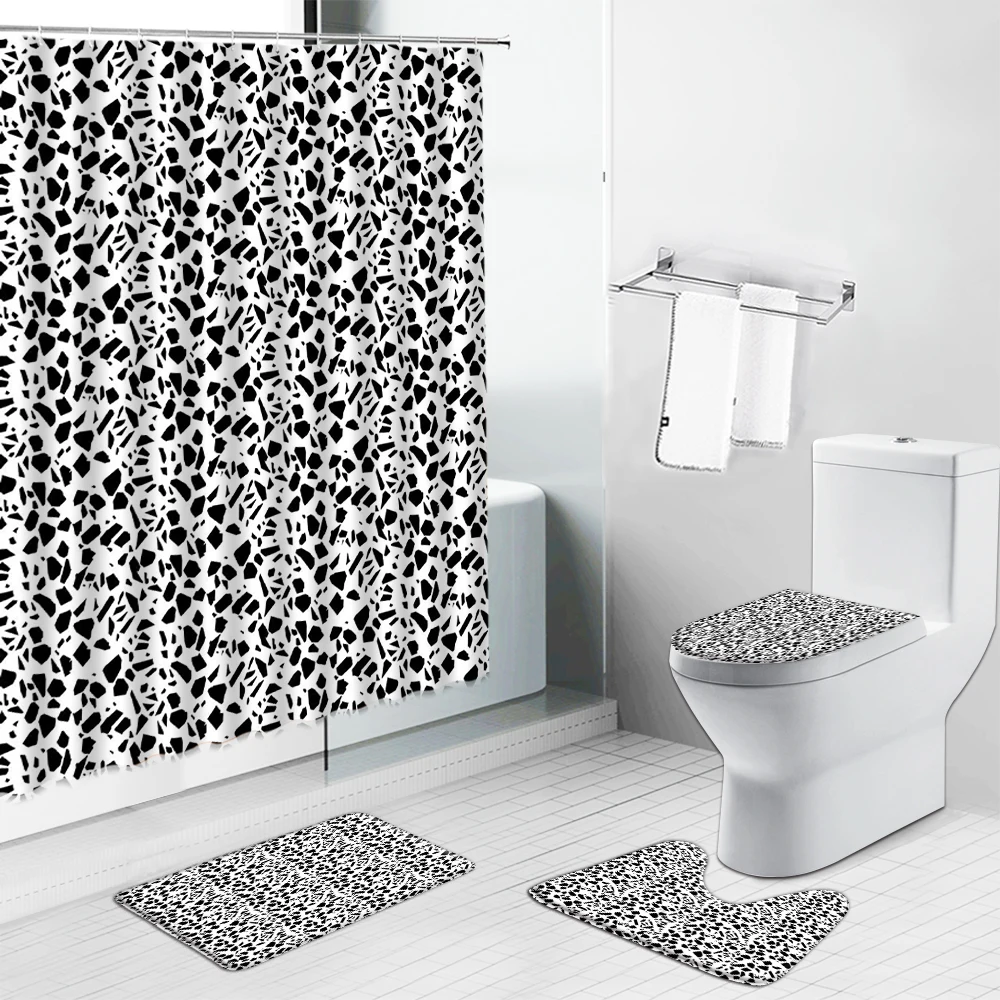 

Leopard Pattern Africa Animal Shower Curtain Set Bathroom Decor Cloth Curtains Bath Mat Accessories Toilet Lid Cover Carpet Rug