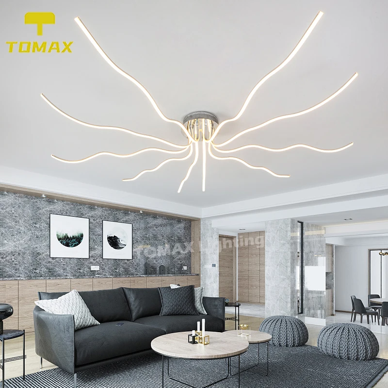 

Modern Ceiling Lights Personality Wave-Shaped LED Design Flush Mount Lights for Dining Living Room Chandelier Home Lighting