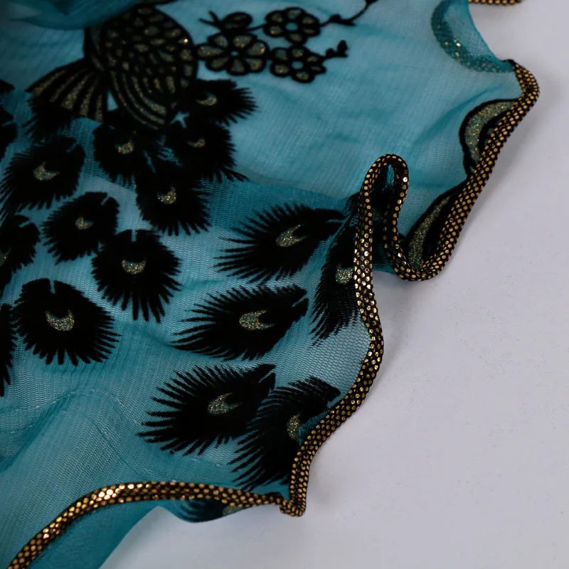 

Luxury Elegant Women Scarves Peacock Flower Embroidered Lace Scarf Female Long Soft Wrap Shawl Hijabs Breathable Summer Scarf