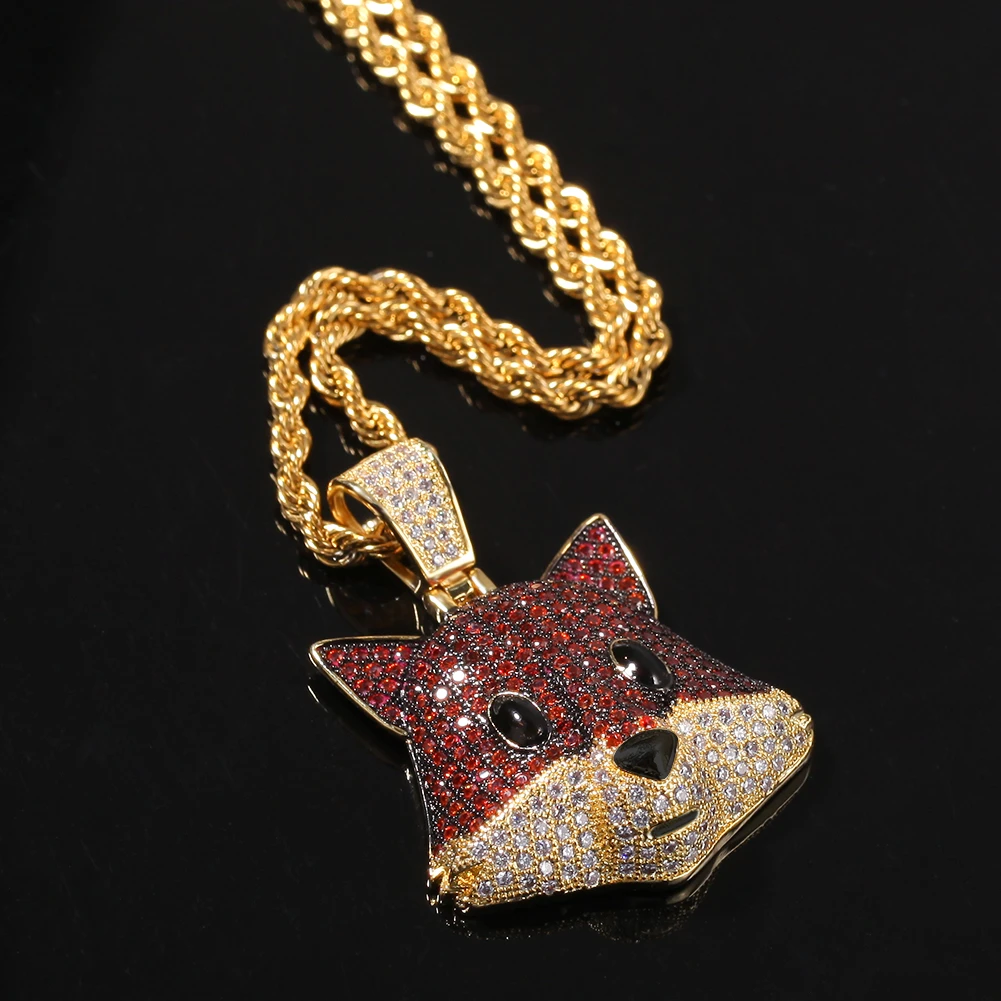 UWIN лиса Полный CZ кулон милый Bling медный материал ожерелье цепь Модные ювелирные изделия Хип-хоп