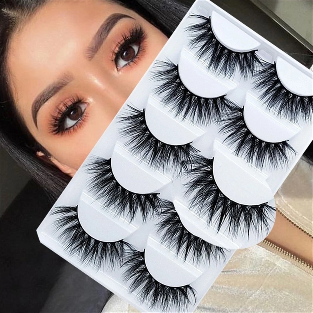 5 пар/компл. толстые длинные черные ресницы для женщин Поддельные 3D/5D натуральное