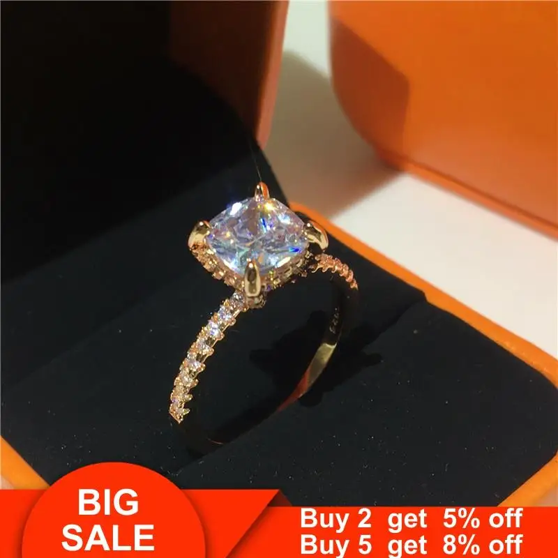 Модное кольцо реальные 925 стерлингового серебра 7 мм ааааа cz обручальное кольца