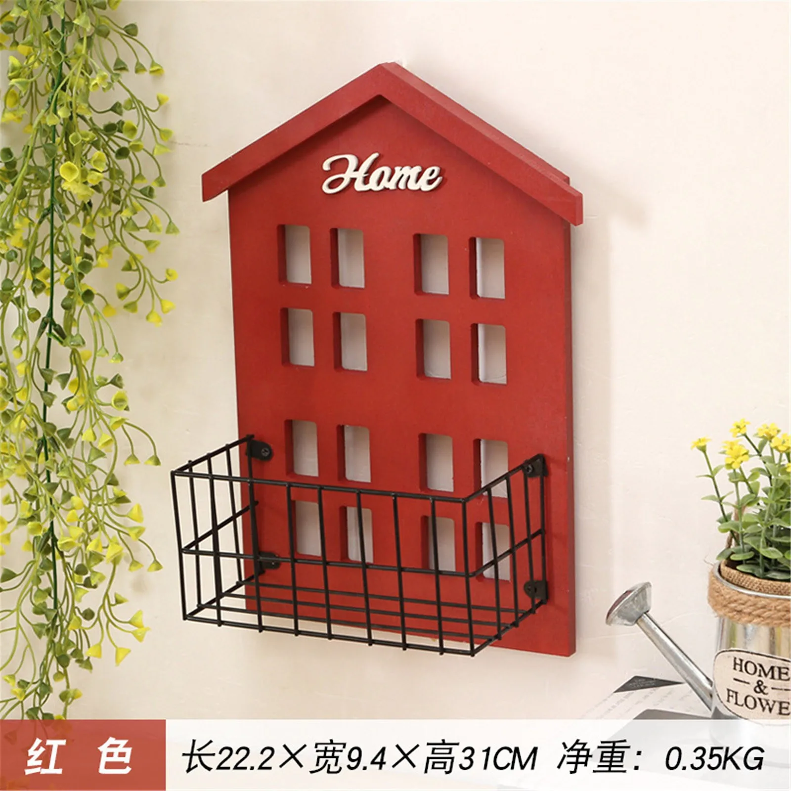 Настенная подвесная полка для хранения вещей кованого деревянный дом украшения