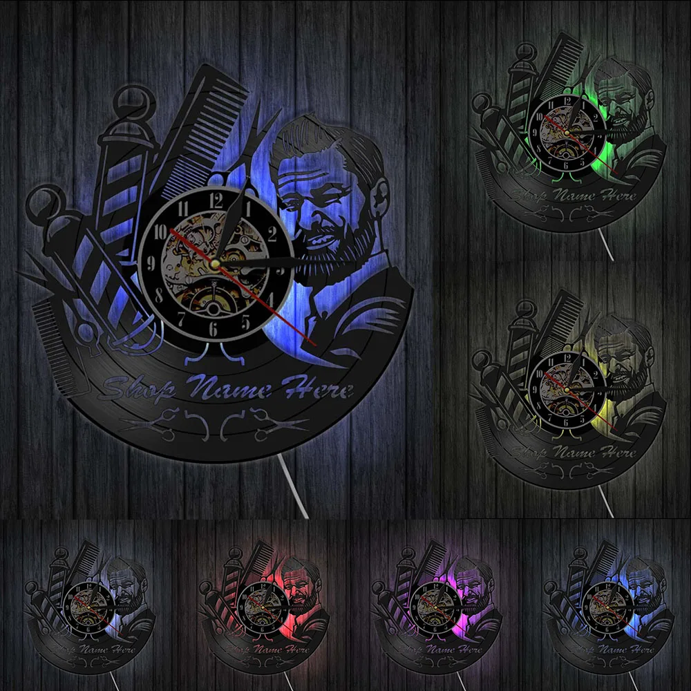 Уход за волосами настенные часы для парикмахерской CD виниловая запись