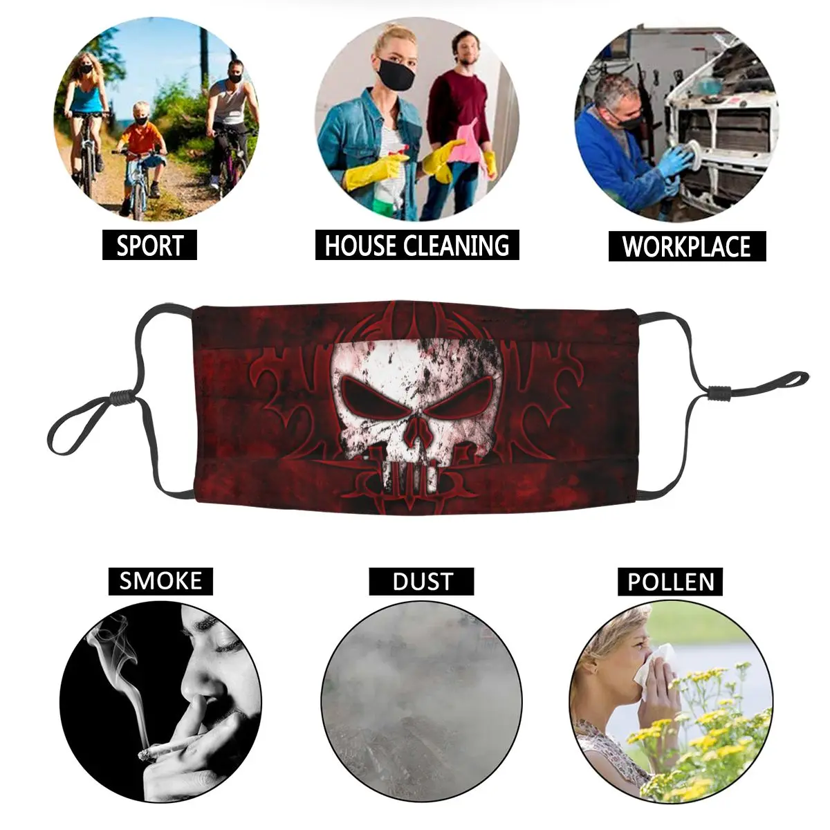 3d печать череп каратель Pm 2 5 фильтр рот Пена Маска для женщин/мужчин Каратель