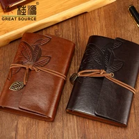 Leather Journal Vintage Spiral Bound Sketchbook A6 Refillable Notebook Travel Diary With Kraft Blank Pages As Gift(8 PCS)