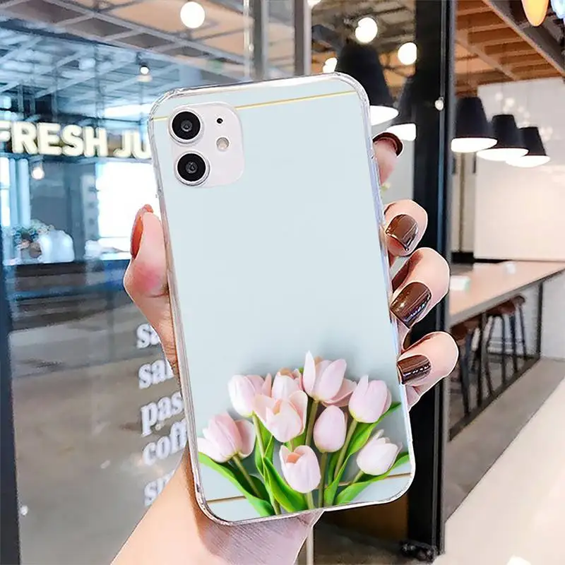 

Tulip flower Phone Case For Clear-Iphone 5 5s se 6 6s 7 8 11 12 X Xs Xr Pro Plus Max Mini Cover