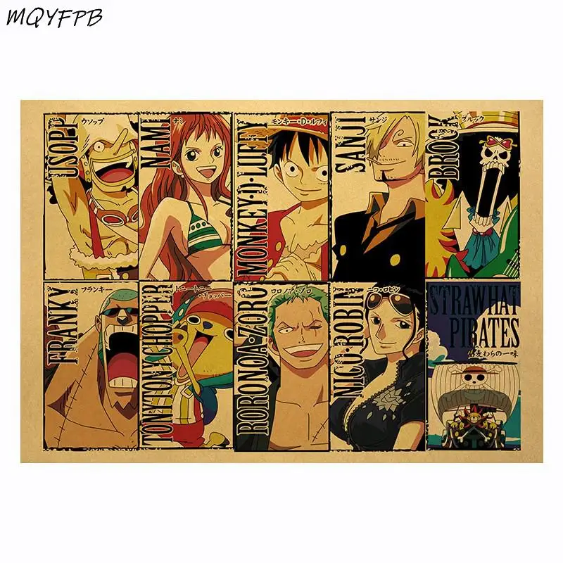 

Anime One Piece The straw hat Pirates Pirate Group Kraft Paper Posters Wall Stickersdecorative Paintings Home Furnishings Gifts