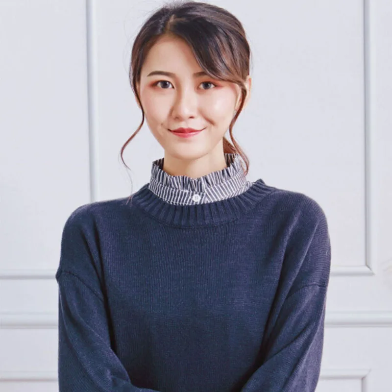 Женская рубашка с полуобманкой Модная хлопковая оборками съемный ложный