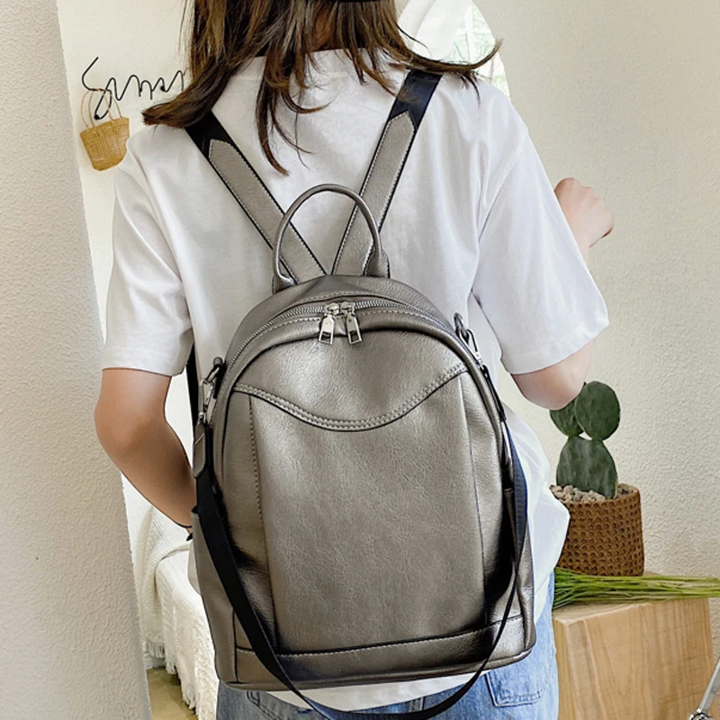 Дизайнерский Модный женский кожаный рюкзак большой школьный ранец для