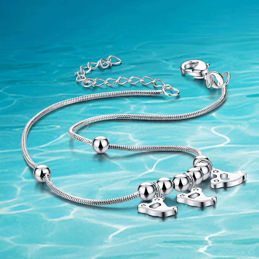 Новое поступление! Ножные браслеты из стерлингового серебра 925 пробы для женщин