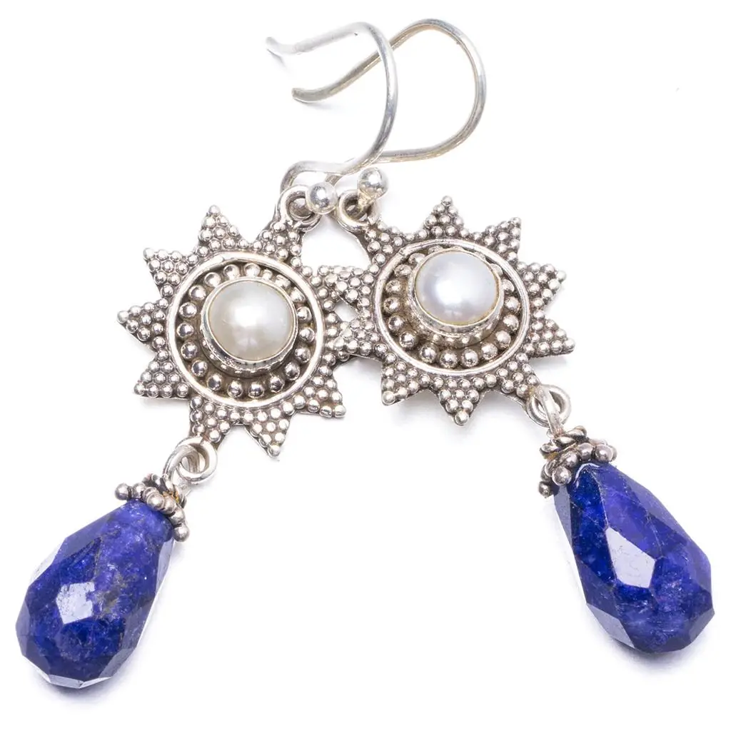 Уникальные серьги ручной работы из серебра 925 пробы с натуральным Сапфиром И