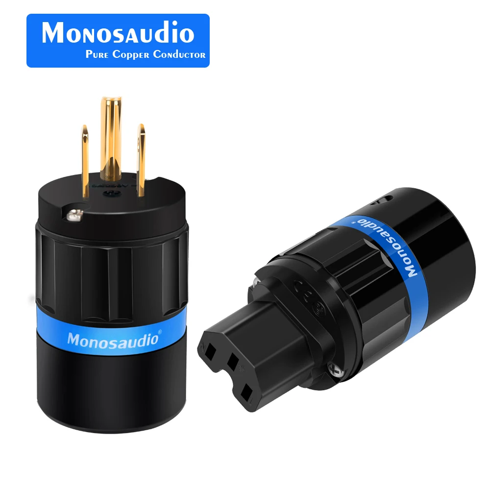 

Monosaudio M104G/F104G Copper US Power Plug Pure Copper 24k Gold Plated Audio Power Connector IEC Plug DIY Power Cord Cable