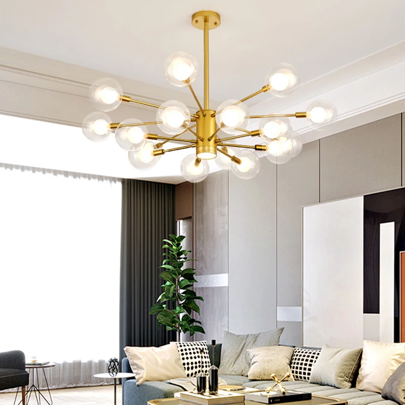 Стеклянные люстры с круглым свесветильник современная лампа в скандинавском