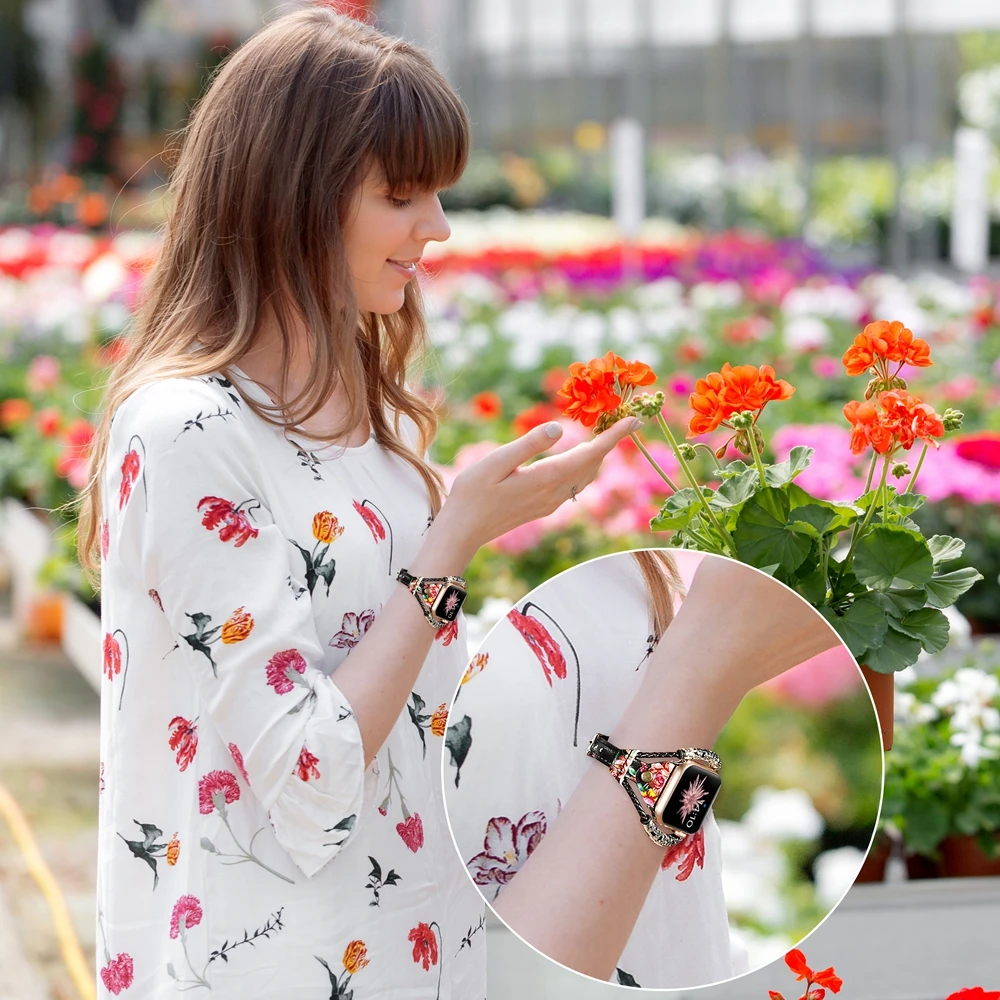 Винтажный кожаный ремешок для Apple Watch Band женский твист полоса ремешок заклепки с металлической веревкой браслет нарядный стильный iwatch серия