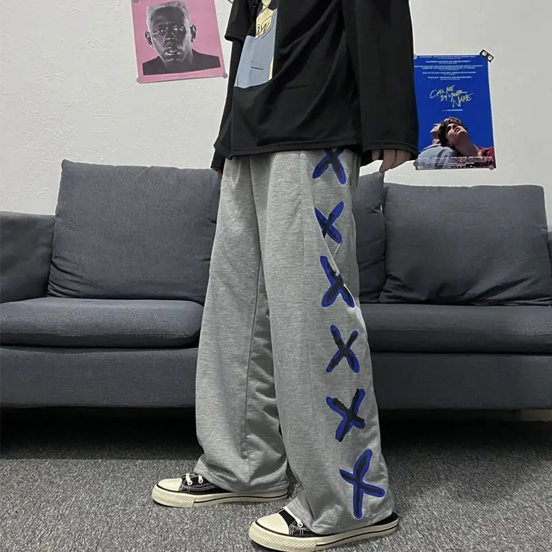 

2021 Black Hip Hop Trousers Autumn Mens Summer Loose Punk Sweatpants Streetwear Male Casual Gray Korean Full Length Pants Male