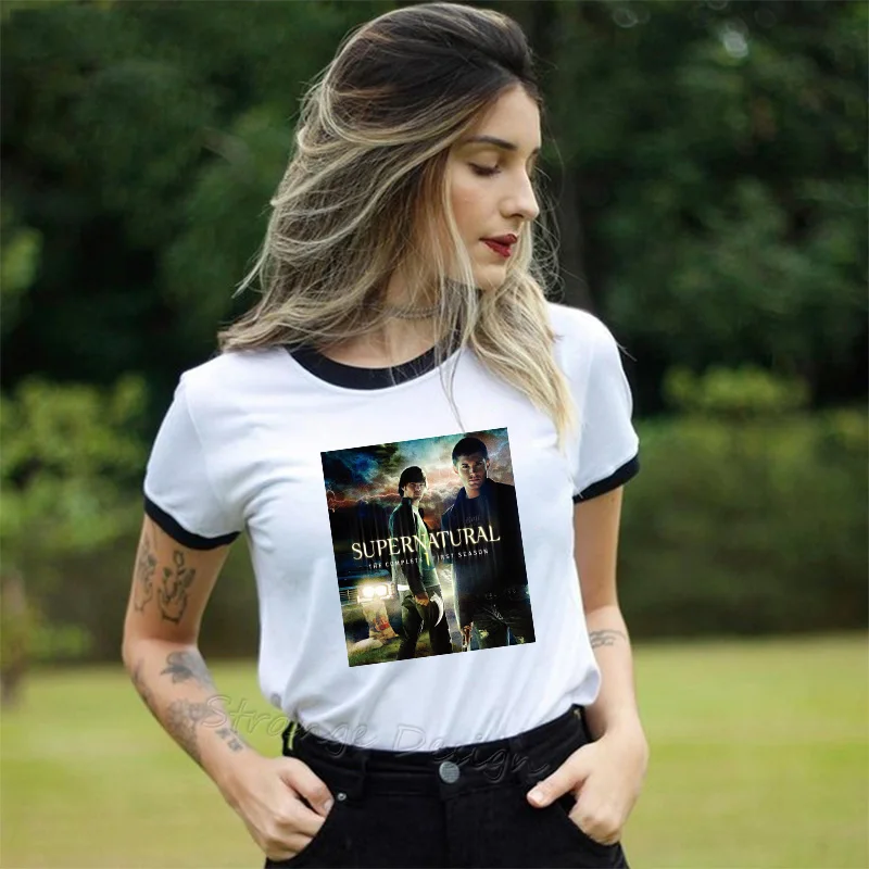 

Supernatural Dean Winchester Sam Winchester T Shirt Women Hip Hop Print Tshirt Crew Neck Short Sleeve t-shirt harajuku tops