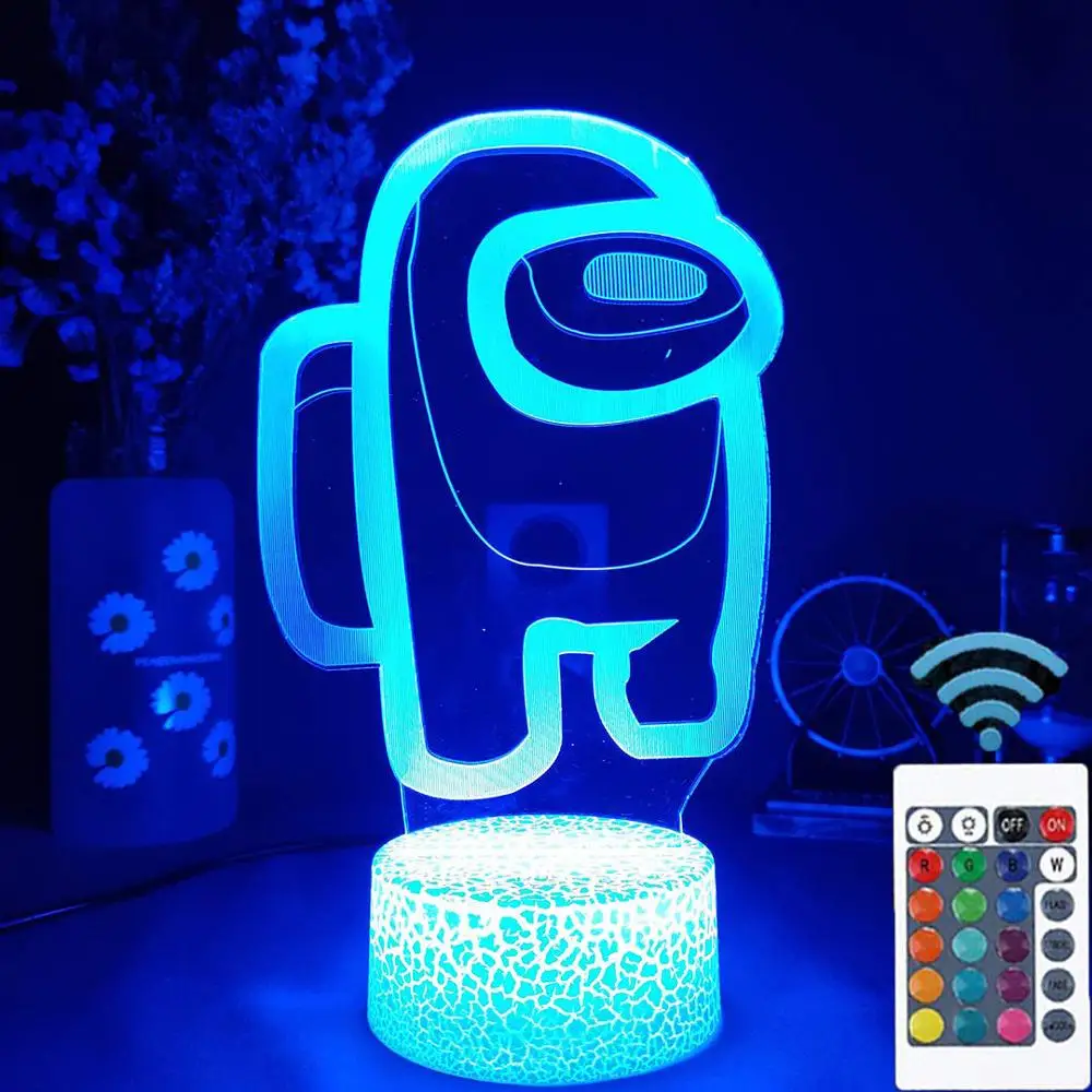 

Hot Friends Game Among us 3D Illusion Desktop Lamp Cracked Coffee Table Decor LED Sensor Lights Atmosphere Bedside Night Lamps