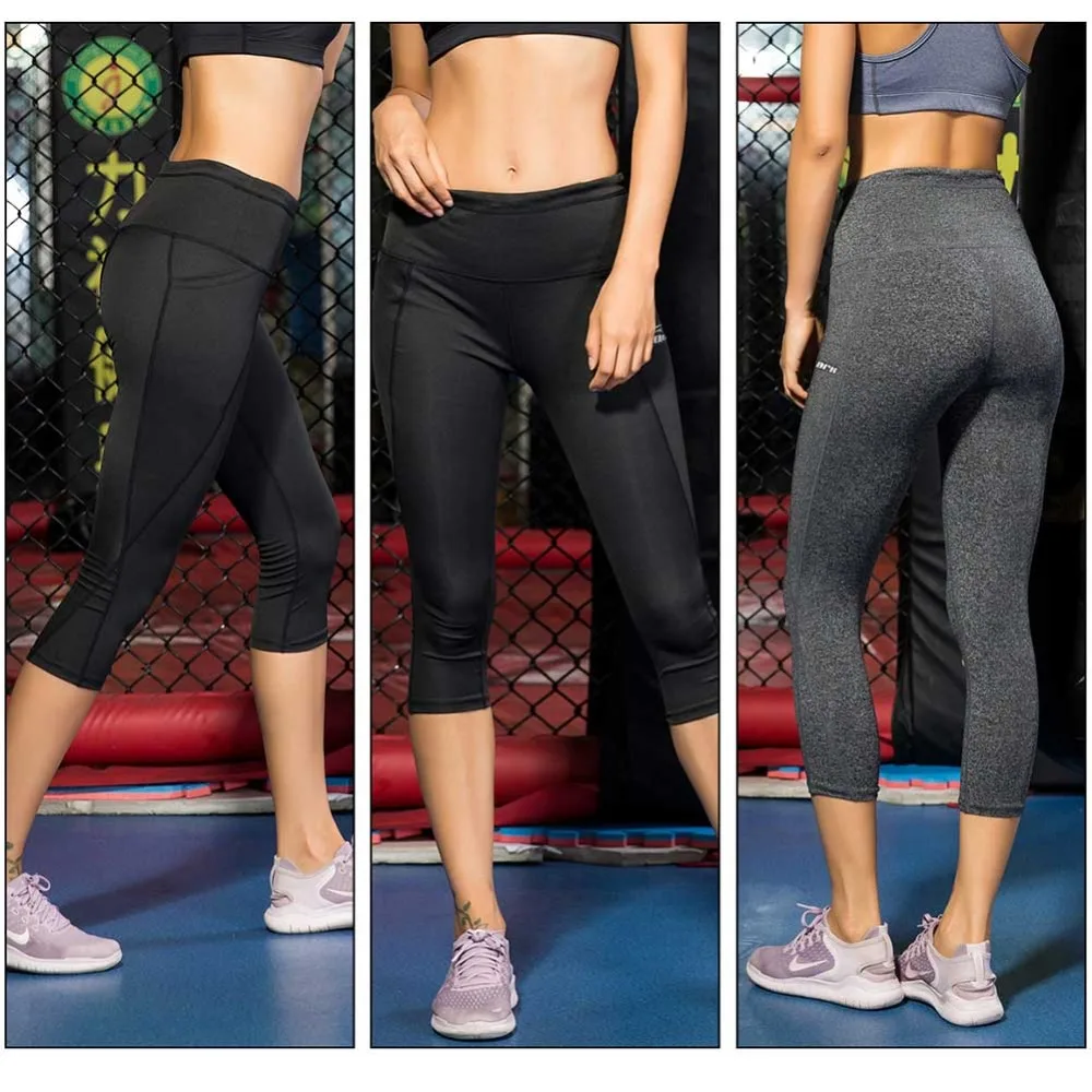Женские Штаны Для Йоги леггинсы для бега с высокой талией и карманами цвет в