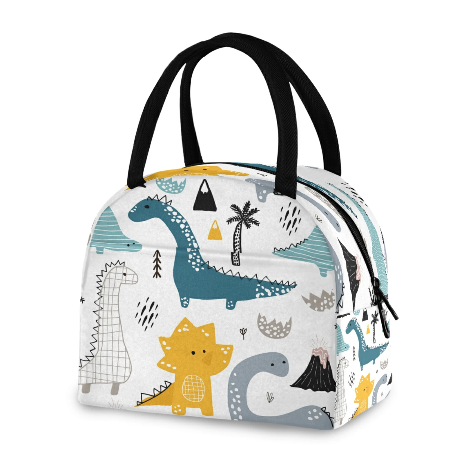 

Lunch Bag For Women Girls Cute Dinosaur Print Portable Insulated Fresh Cooler Bag Box Zipper Thermal Food Bento Tote Picnic Bag