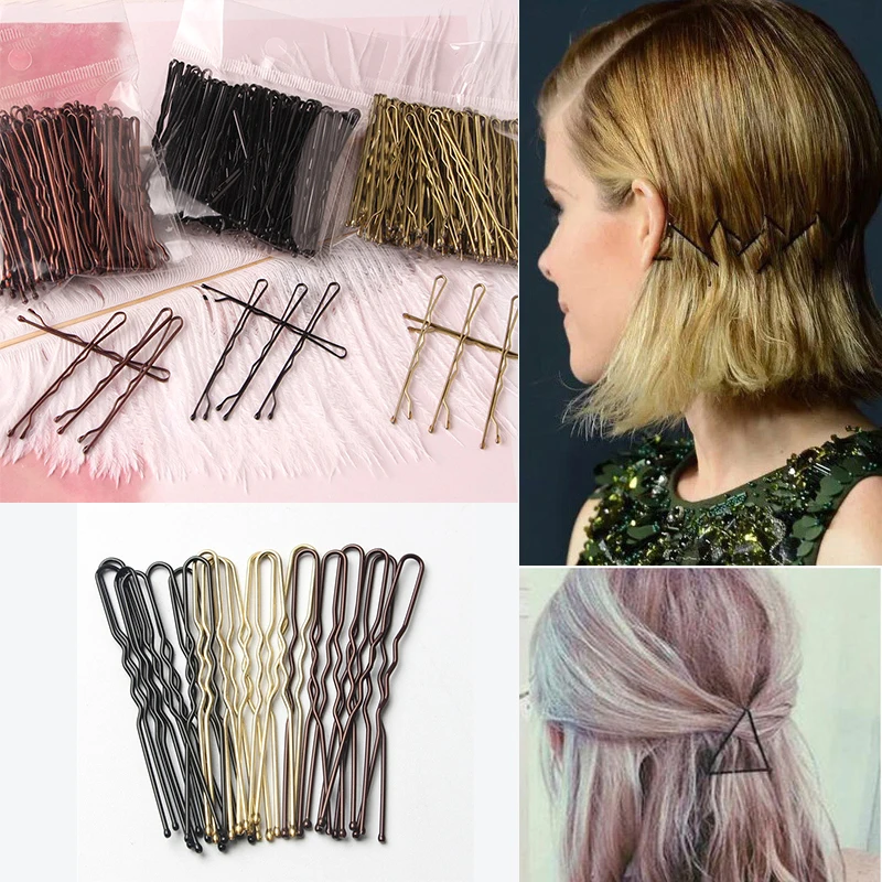 

100/120Pcs Hair Clip Metal Hairpins Girls Hairpin Curly Wavy Grip Hairstyle Hairpins Women U Shape Pin Styling Hair Accessories