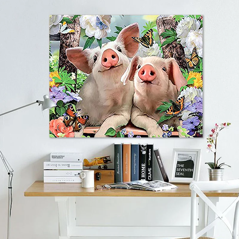 Diy цифровая картина животное цветок свинья Жилая декоративная живопись для