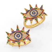 funmode trendy colorful cz pave eye shape adjustable rings for women draco malfoy ring fr39