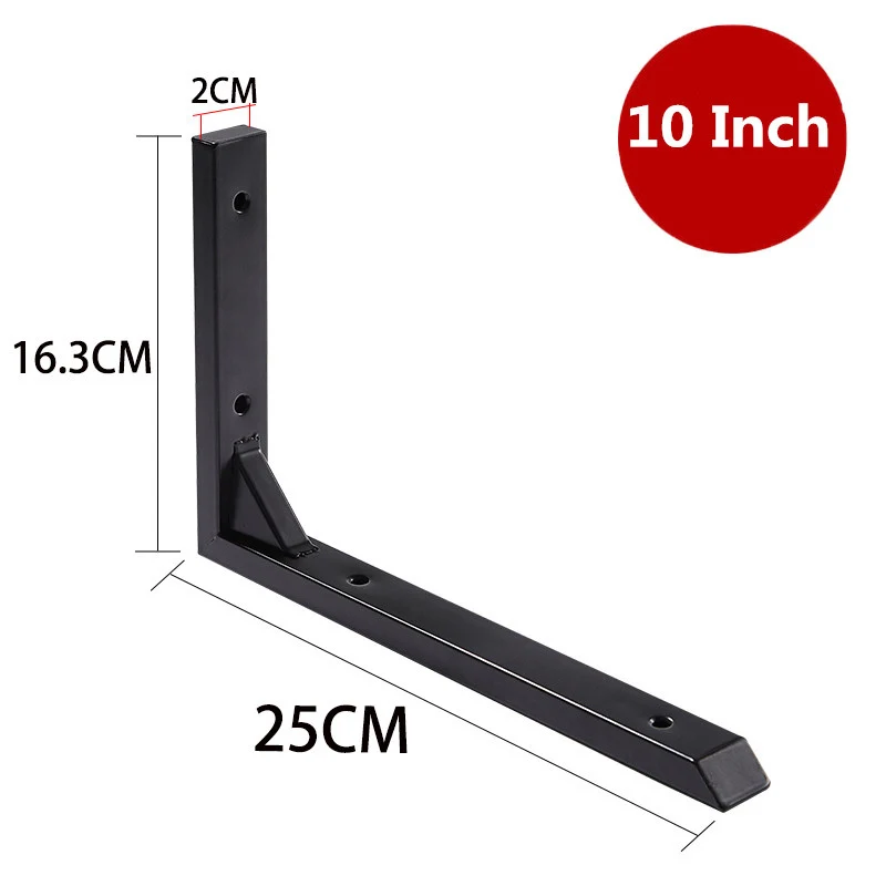 

2PCS 6/8/10 Inch Length Black Triangle Angle Bracket Heavy Support Wall Mounted Bench Table Shelf Bracket Furniture Hardware