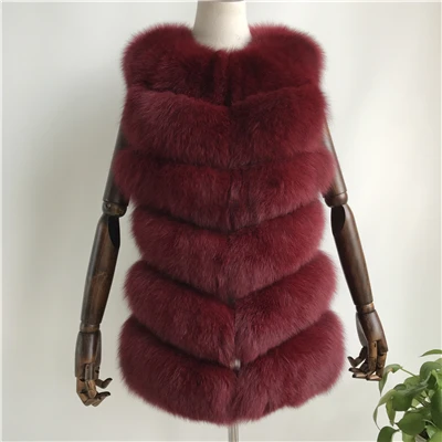 Wine MAOMAOFUR жилет из натурального меха женский жилет из натурального Лисьего меха без рукавов Женская куртка Верхняя одежда весенний жилет из натурального Лисьего меха для девочек - Цвет: Wine