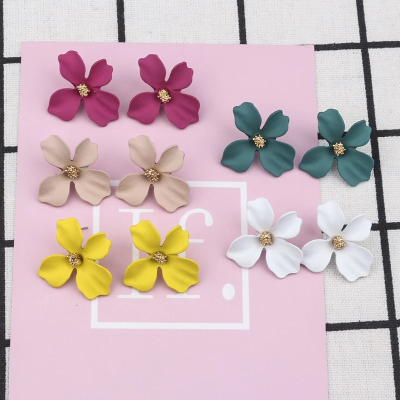 Женские серьги гвоздики в Корейском стиле милые ювелирные украшения с цветами