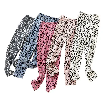 Леггинсы для девочек с леопардовым принтом Детские хлопковые штаны на весну и