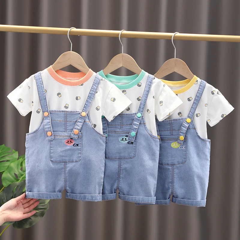 

Summer Kids Toddler Boy/Girls Clothing CottonT-Shirt + Rompers Pants 2pc/Sets Infant Baby Casual Children Sport Outfits