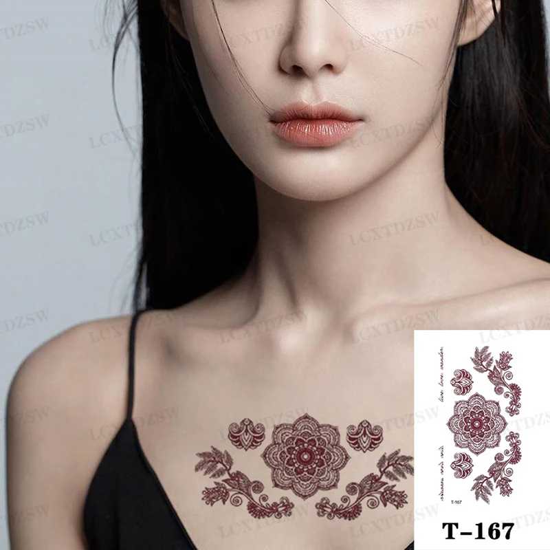 Hand Temporary Tattoo Stickers Flower Pattern Art Flash Sleeve Edges Tattoo Waterproof Body Chest Fake Tattoos For Women Men