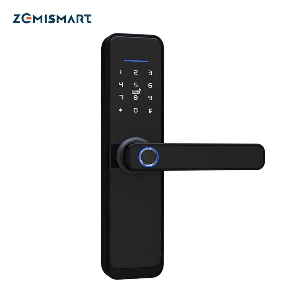 Zemismart-cerradura de puerta con Control de voz Tuya Zigbee Alexa, bloqueo de seguridad inteligente, cifrado con llaves, tarjetas IC, Control de vida inteligente
