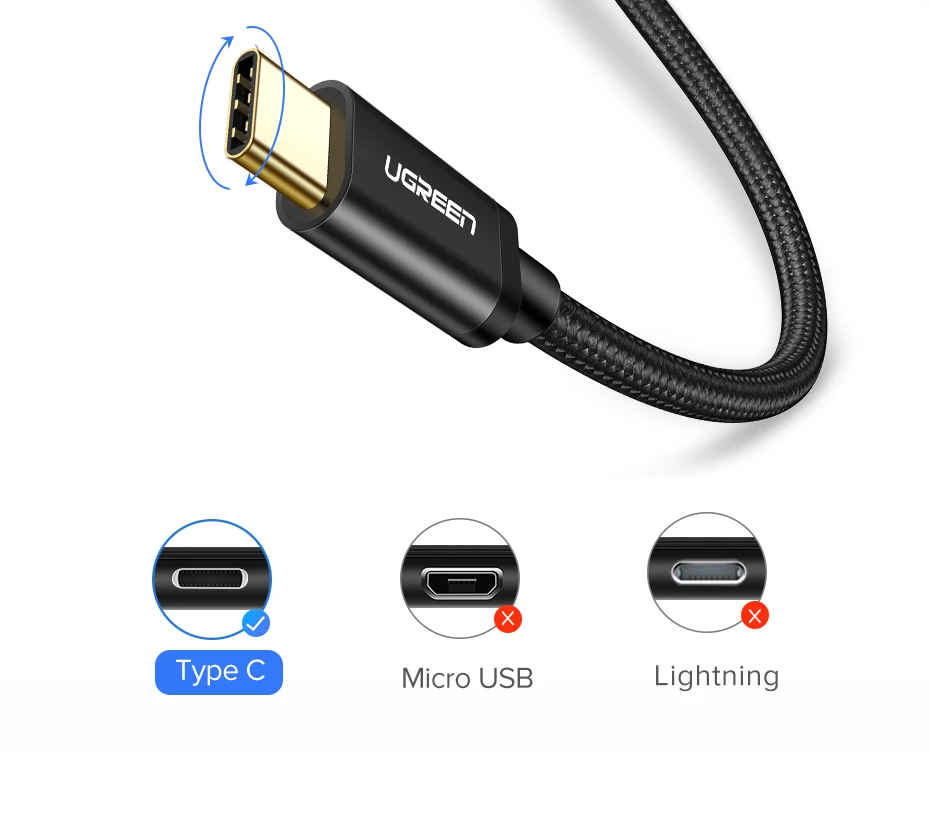 Ugreen usb type C кабель USB C кабель передачи данных для быстрой зарядки для samsung Galaxy S9 S8 Plus мобильный телефон зарядное устройство кабель для Xiaomi Mi 8