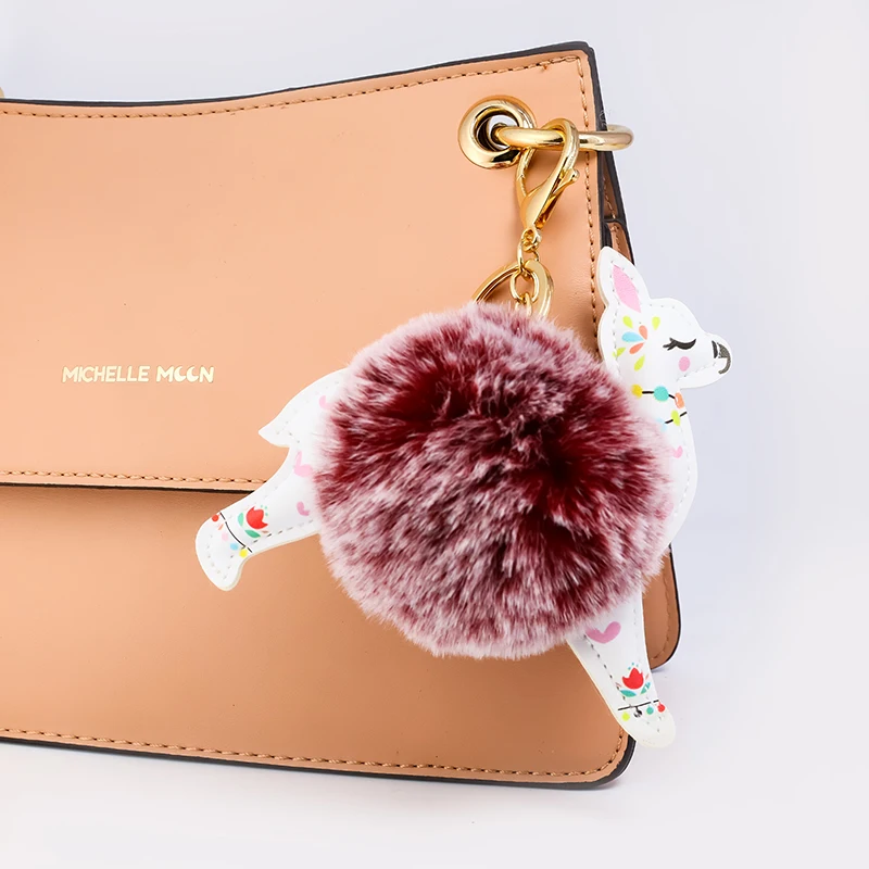 Прекрасный PU Альпака искусственная шерсть мяч плюшевый брелок для ключей