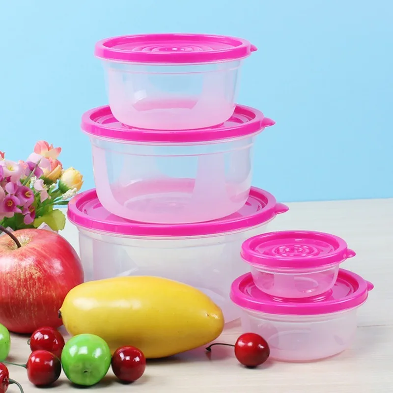 

5 Pieces Sets plastic Lunch Box Portable Bowl Food Container Lunchbox Eco-Friendly Food Storage Boxes Kitchen Seal Box