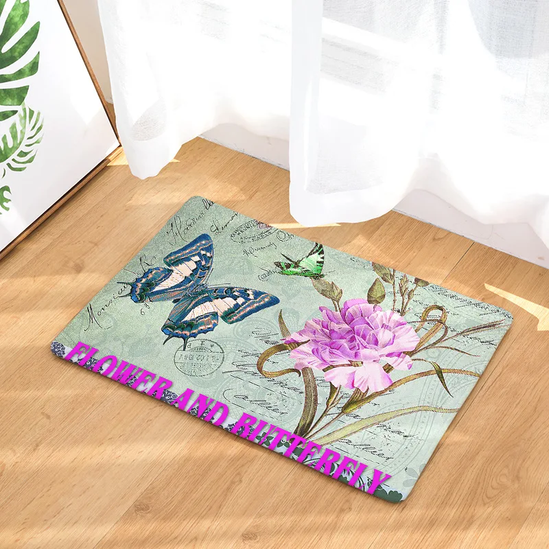 Beautiful Floral Printed Microfiber Floor Mat Welcome Carpet Pastoral Style Merry Christmas Door Rug Living Room Hallway | Дом и сад