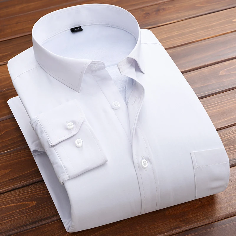 

Men's Cotton Warm Shirt Plus Velvet Thick Long Sleeve Shirts S-4XL Winter Business Tooling With Single Breaste Buttons For Men