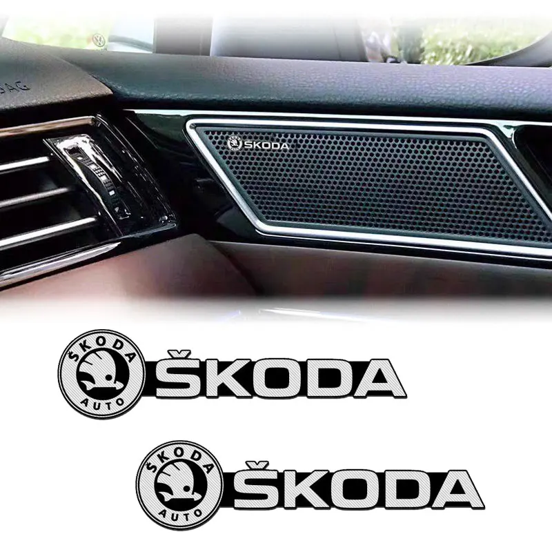 

2pcs New Car Logo Interior Horn Sticker Audio Stickers for Skoda Octavia Rapid Kodiaq Karoq Superb Fabia Kamiq VisionS Yeti A5