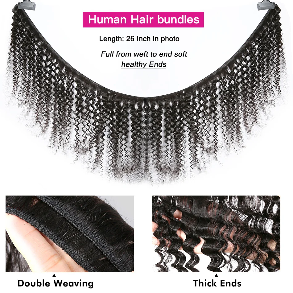 

Long Deep Wave Bundles Deals Human Hair Natural Black Curly 1 3 4 Human Hair Weave Bundles Remy Human Hair Extensions For Women