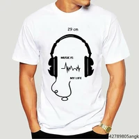 music is my lift 2021 casual style youth t shirt men white black short sleeve tops headphone hip hop street wear