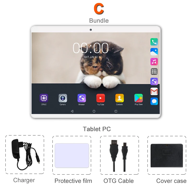 Комплект 3 CiGe 10,1 дюймов планшетный ПК Android 8,0 SIM WiFi компьютер tab Pc планшет Восьмиядерный 64 ГБ Мини компьютер ПК 7 8 9 10 планшеты - Комплект: Комплект 3
