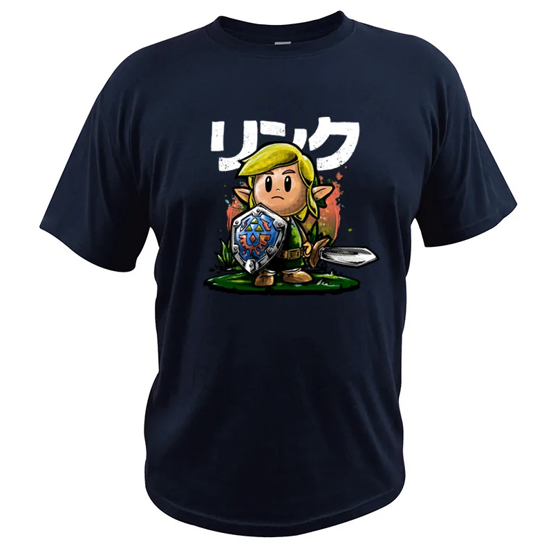 Тёмно-синий Футболка с надписью Legend of Zelda, хлопок, цифровой принт, высокое качество, футболки для видео игр, топы, футболка с надписью Link's Awakening - Цвет: Тёмно-синий