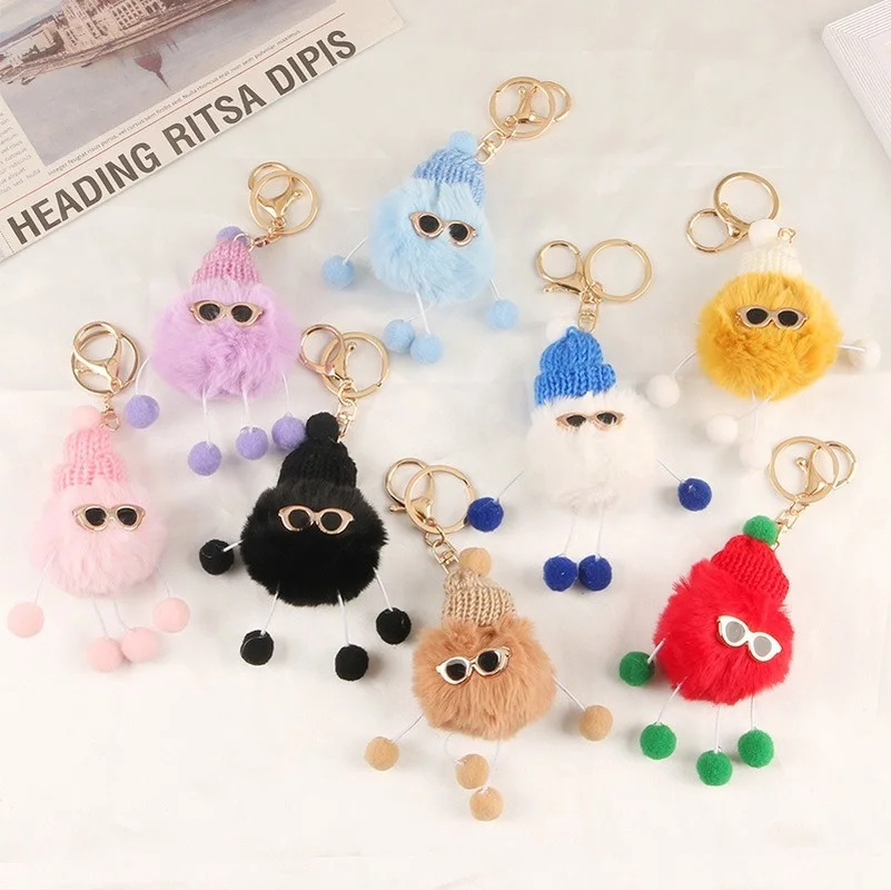 

Wholesale Cute Fur Ball Elf Alloy Keychain Pendant Cartoon Cute Girl Heart Briquettes Doll Accessories Bag Decoration Keychain