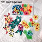 50 +, защита от ультрафиолета, 50 шт, смешанные цвета, с рисунком цветов и бабочек съедобные клейкий вафли риса Бумага торт для капкейка-Декор пирог на день рождения или свадьбу для инструментов