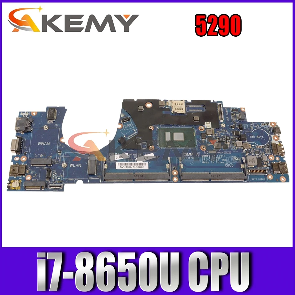 

Akemy Brand NEW i7-8650U FOR Dell Latitude 5290 Laptop Motherboard DDM60 LA-F391P CN-0HFGDG HFGDG Mainboard 100% tested